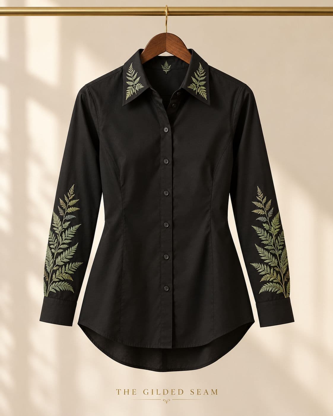 Design preview of the Fern Collar Shirt in black