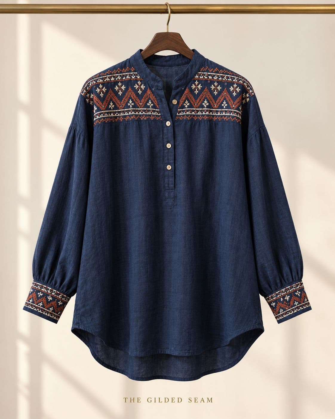 Design preview of the Indigo Geometric Tunic in navy