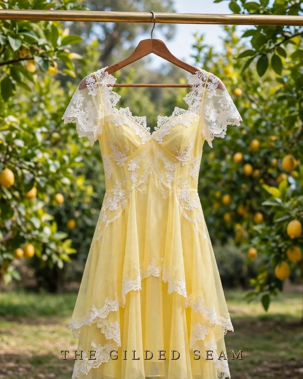 Design preview of the Lemon Lace Frock in lemon