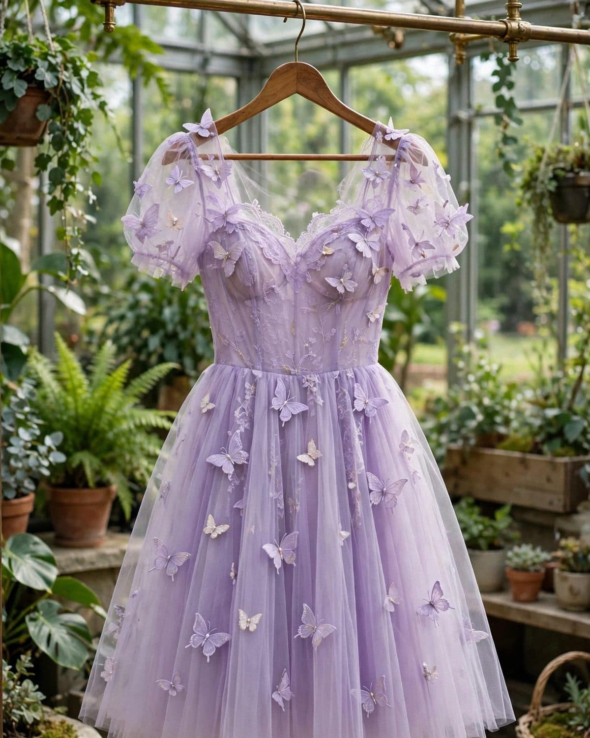 Design preview of the Lilac Butterflies Frock in lilac, front view