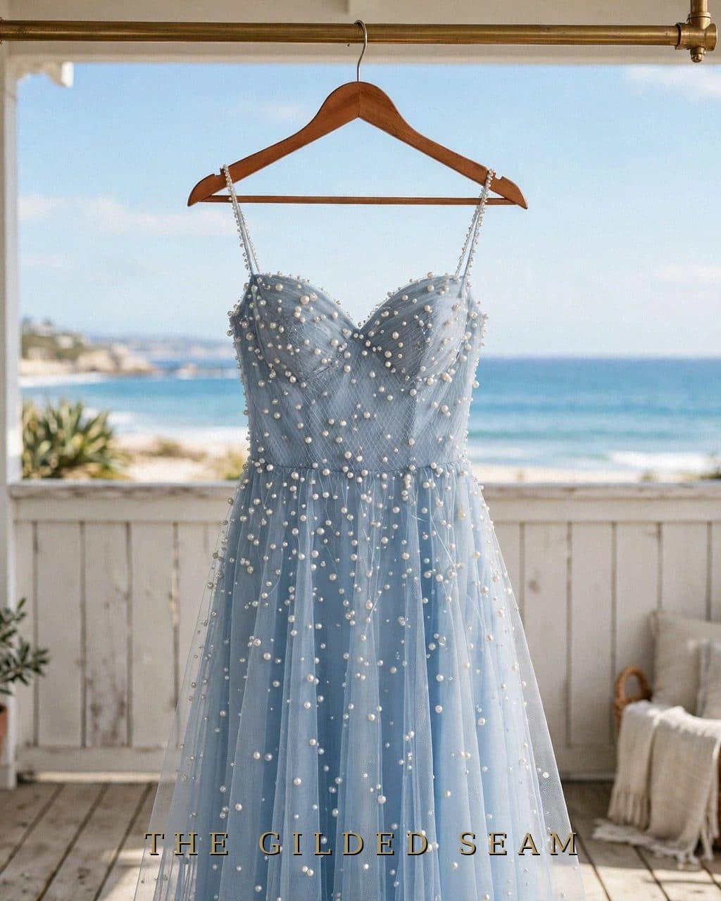 Design preview of the Powder Blue Pearls Frock in powder blue