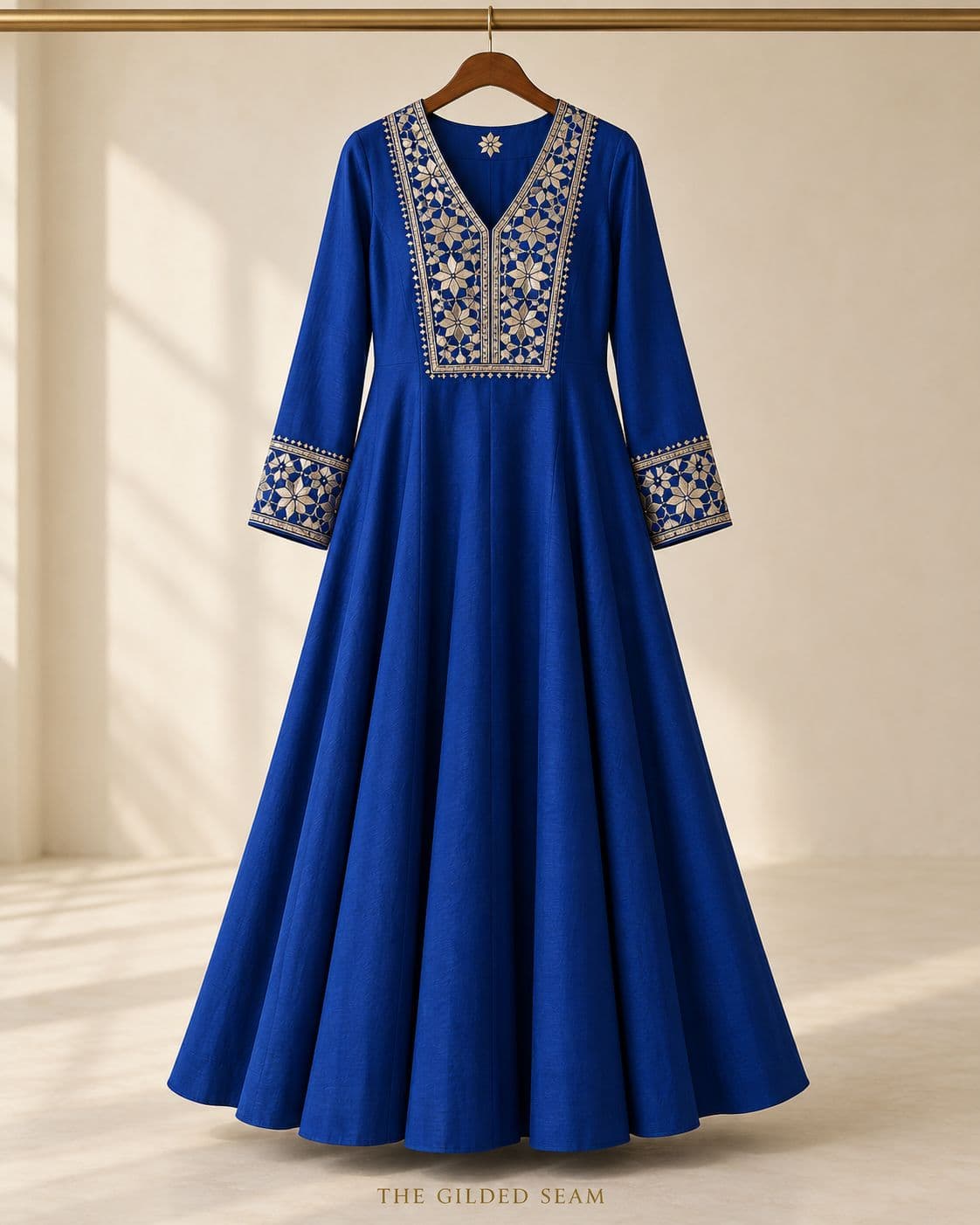 Design preview of the Royal Blue Yoke Dress in royal blue
