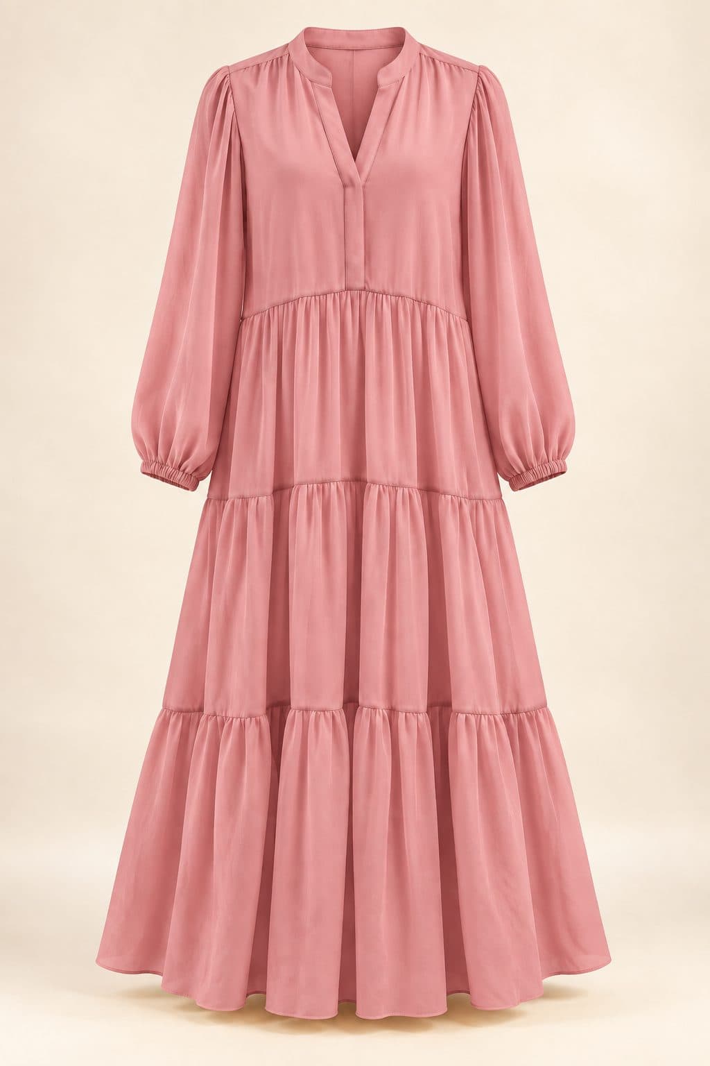 Tiered maxi dress in rose pink