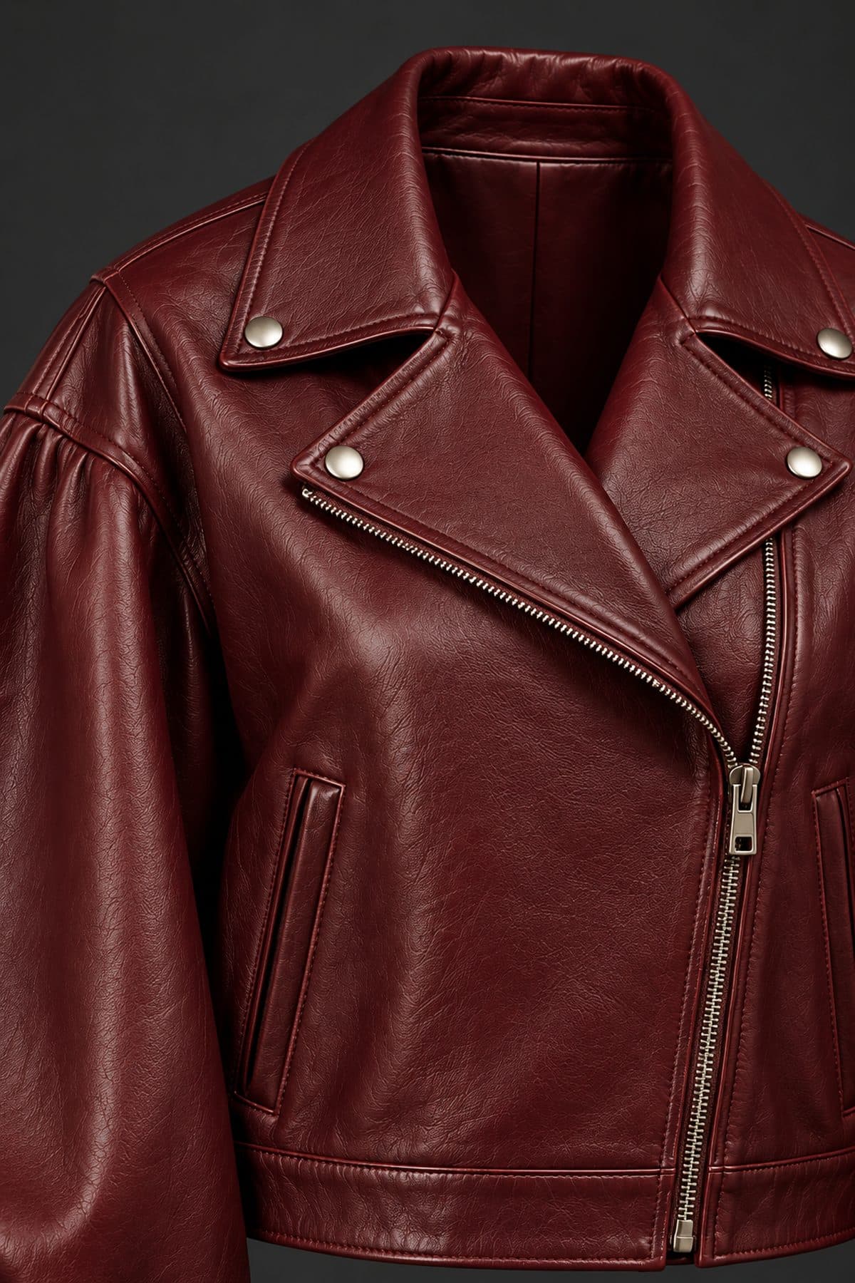 Design preview of the Balloon Sleeve Biker leather jacket, detail