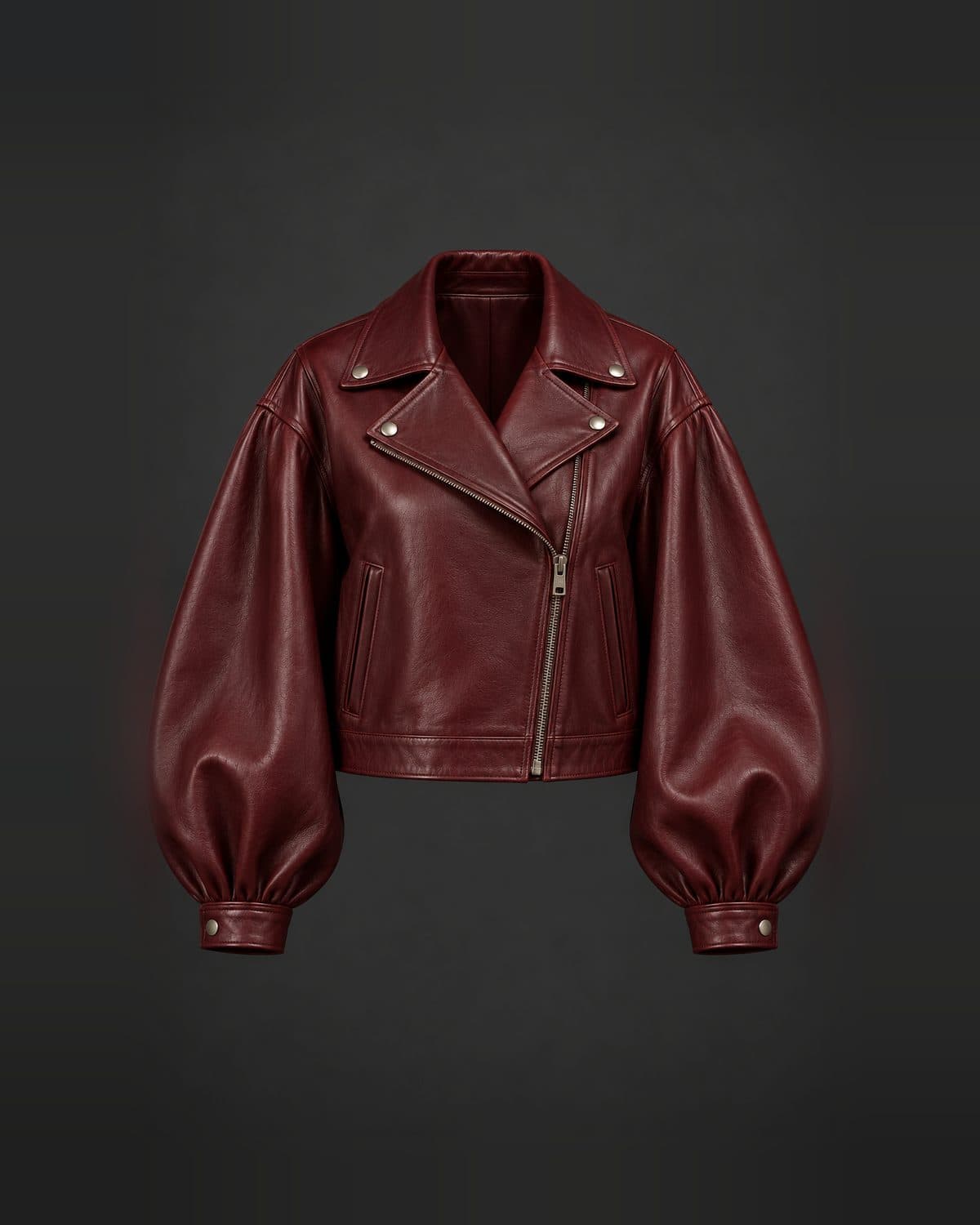 Design preview of the Balloon Sleeve Biker leather jacket