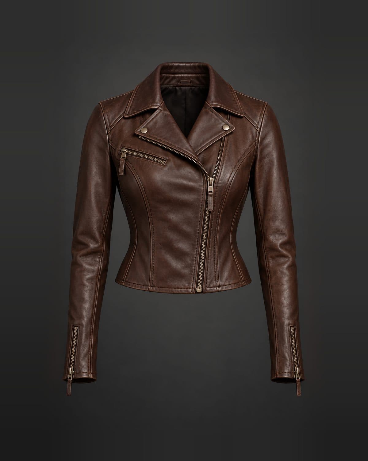 Design preview of the Contour Crop Moto leather jacket