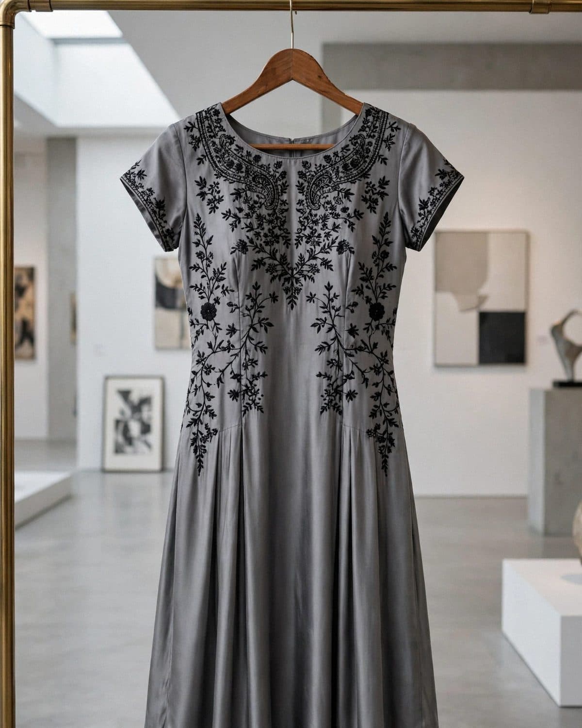 Design preview of the Grey Resham Frock in grey, front view