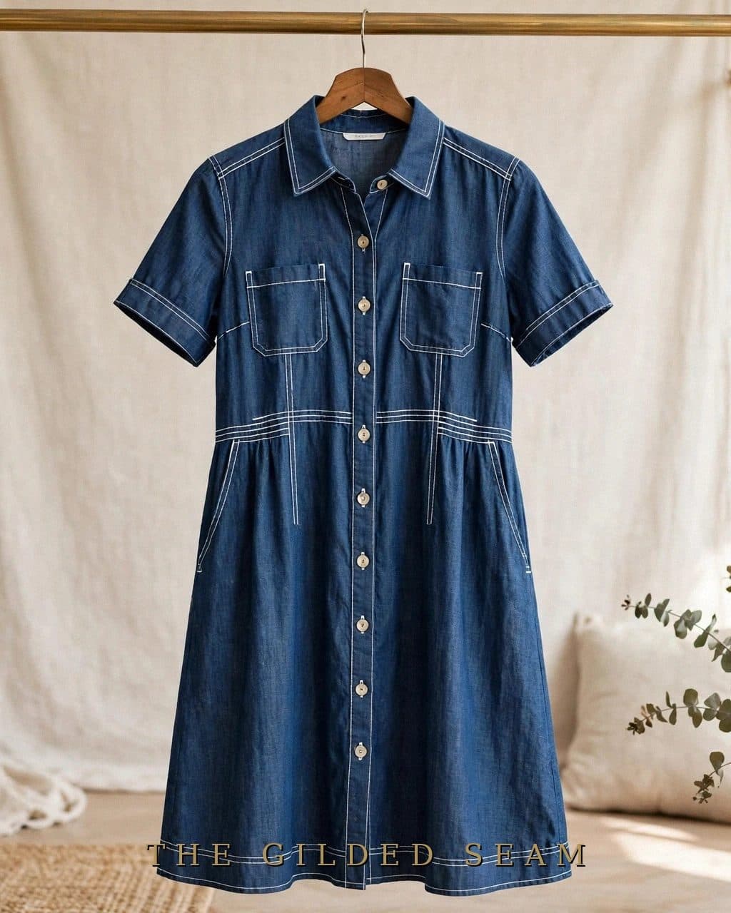 Design preview of the Indigo Chambray Frock in indigo, front view