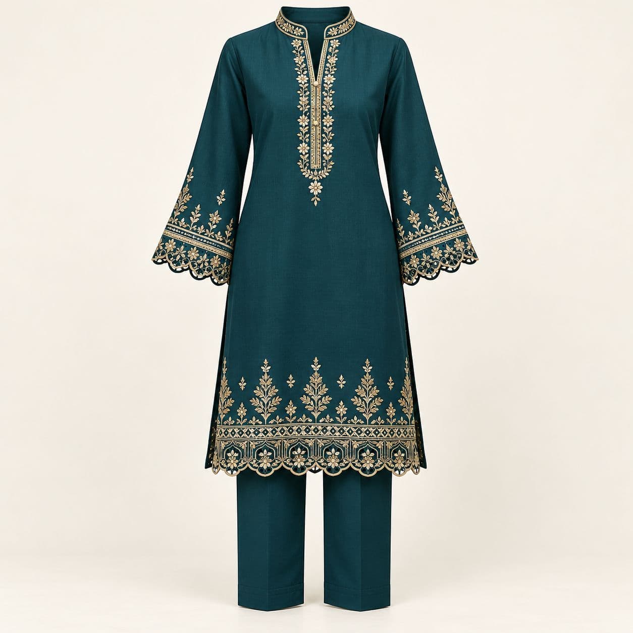 Design preview of the Teal Heritage in deep teal, front view